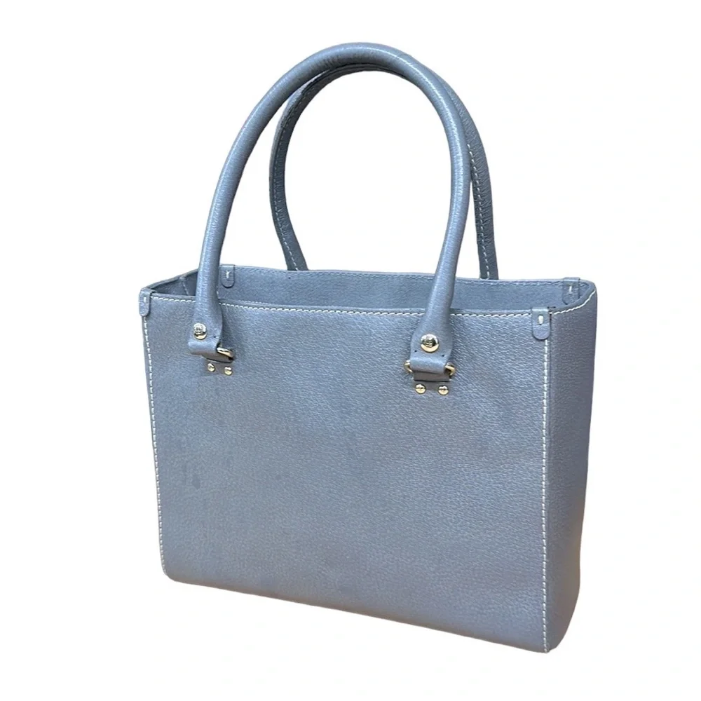 KATE SPADE Quinn Tarrytown Gray Marbled Leather Tote Purse Handbag 11.25